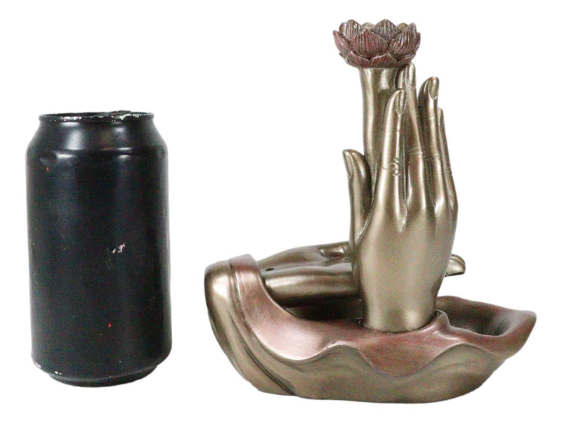 Zen Yoga Meditation Buddha Mudra Hands Lotus Flower Backflow Incense Burner