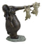 Ebros Aluminum Elephant With Two Playful Rabbits Hanging On Its Trunk Statue