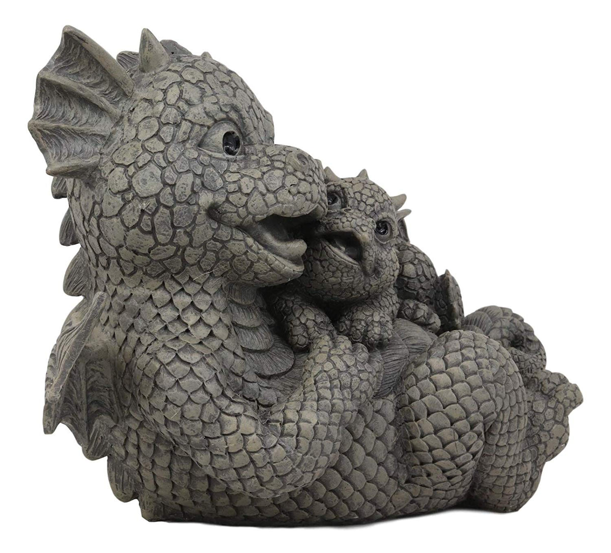Ebros Garden Dragon Family Mommy and Me Time Statue 8" Long Cute Baby On Mother's Bosom Dragons Faux Stone Resin Finish Figurine Fantasy Home Decor