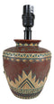 Indian Tribal Southwest Navajo Vector Red Petite Vase Table Lamp W/ Burlap Shade