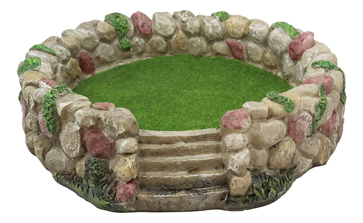 Fairy Garden Village Stone Walls Planter Landscape with Steps Display Figurine