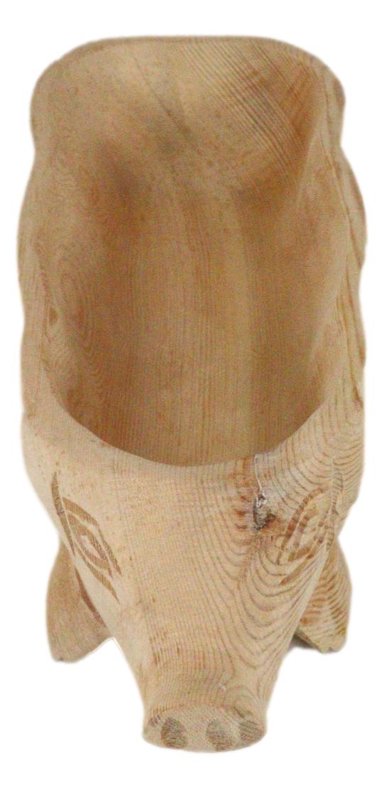 Rustic Wooden Hand Carved Tiki Animal Farm Pig Serving Dish Bowl Tray Platter