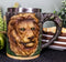 Aslan African Wild Safari Lion Mug Textured With Rustic Tree Bark Design 12oz