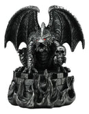 Ebros Aztec Quetzalcoatl Merciless Dragon with Human Skull Sacrifice Statue 10" Tall Fantasy Dragon Beast Sculptural Resin Home Decor
