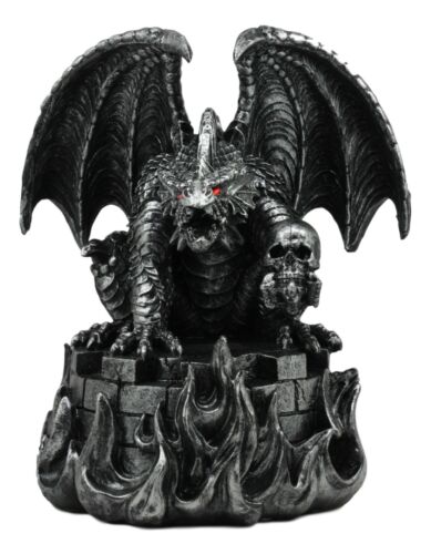 Ebros Aztec Quetzalcoatl Merciless Dragon with Human Skull Sacrifice Statue 10" Tall Fantasy Dragon Beast Sculptural Resin Home Decor