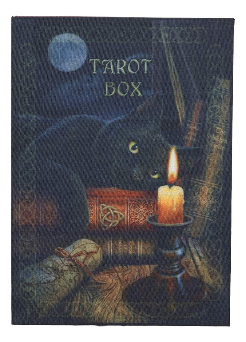 Ebros Witching Hour Black Cat Under The Full Moon Tarot Card Deck Holder Jewelry Box Accessories Mystical Feline Cats Wicca Witchcraft Talisman Tarots Fortune Teller Psychic Boxes Decors - Ebros Gift