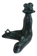 Ebros Verdi Aluminum Meditating Yoga Frog Garden Statue 11.5"H Inner Peace