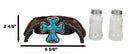 Western Cowboy Horse Saddle Rope Turquoise Cross Salt Pepper Shakers Holder