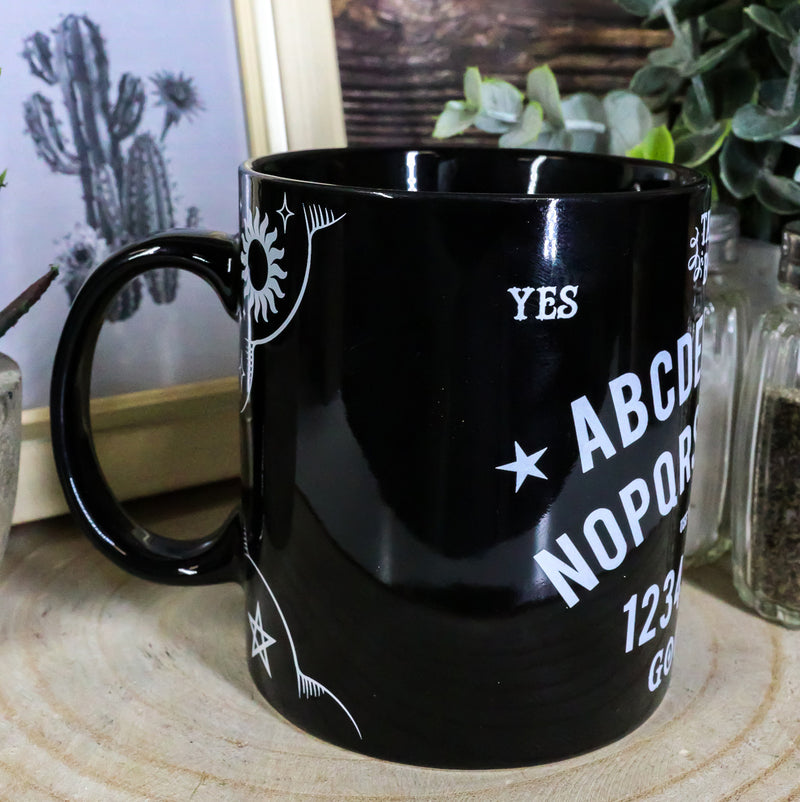 Pack Of 2 Black Wicca Occult Magic Spirit Talking Board Porcelain Coffee Mugs