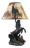 Ebros Gift Black Rearing Wild Horse Stallion Desktop Table Lamp with Nature Printed Shade Home Decor 19"Tall As Rustic Country Home Decor Cabin Lodge Western Decorative Side Desktop Lamp