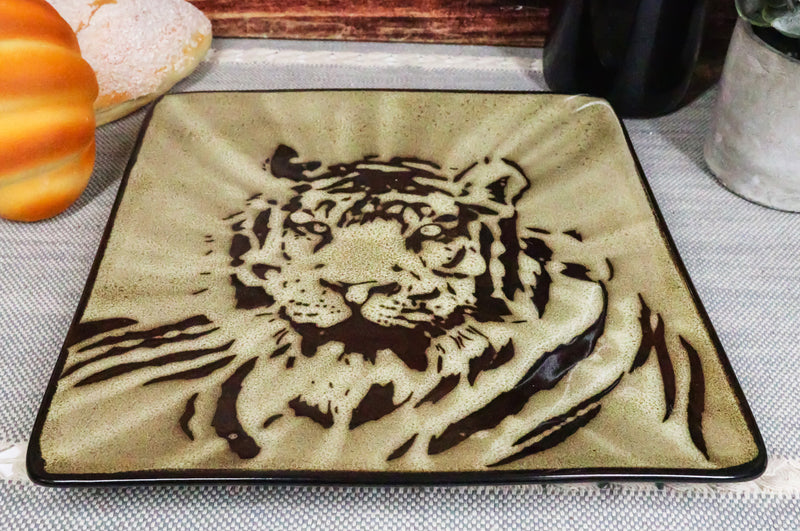 Set Of 2 Rainforest Apex Predator Jungle Eye Of The Tiger Appetizer Salad Plates
