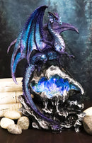 Ebros Aqua Dragon Fossil Cave Crystal Guardian LED Night Light Figurine 12.5"H