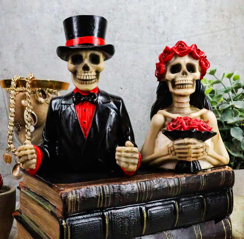 Ebros Wedding Bride And Groom Skeleton Couple Figurine 2 Piece Set 5.25"Tall