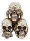 Stacked See Hear Speak No Evil Skulls Figurine Halloween Skeleton Decoration