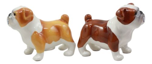 Fawn Chocolate Bulldogs Salt And Pepper Shakers Ceramic Magnetic Figurine Set