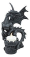 Ebros Fire Dragon Perching On Castle Fortress Turret Tea Light Candle Holder Statue 7"Tall Fantasy Faux Stone Gothic Dungeons And Dragons Candleholder Decor Medieval Renaissance Age of Kings Sculpture