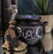Wicca Triple Moon Goddess Pentagram LED Cauldron And Broomstick Mini Figurine