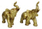 Feng Shui Gold Patina Elephant Left And Right Pair Figurines With Trunks Up