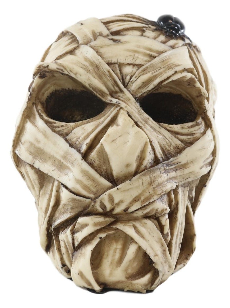 Egyptian Corpse Mummy Bandaged Skull With Scarab Statue Halloween Macabre Decor