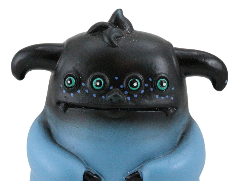 Underbedz Blue Black Zorg The 4 Eyed Alien Monster With Droopy Horns Figurine