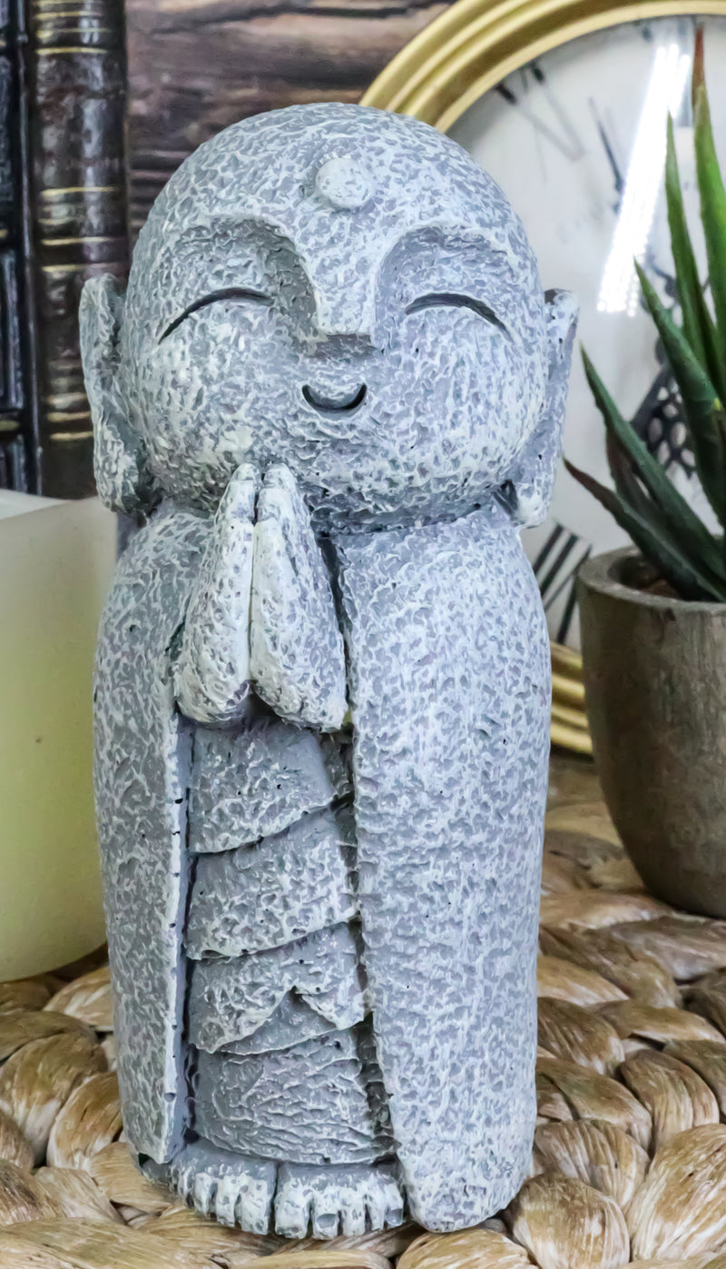 Ebros Japanese Buddha Happy Jizo Monk With Hands Clasped In Prayer Mini Statue 4.5"H