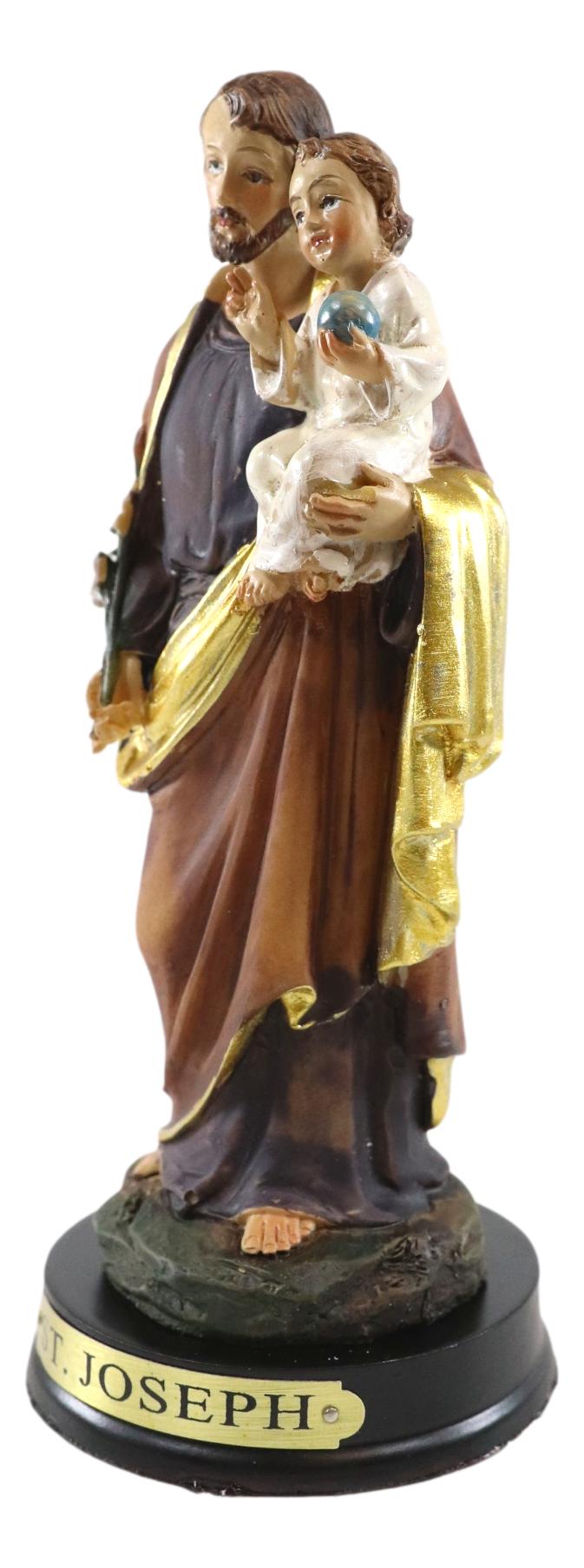 Ebros Catholic Divinity Saint Joseph Carrying Baby Jesus Figurine 5"H Holy Family