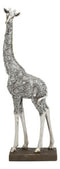 Large Silver Filigree Design Peering Giraffe Statue 14"H Safari Savannah Decor