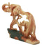 Ebros Elephant and Baby Walking in The Jungle Statue 9" Long Faux Wood Resin Wildlife Safari Elephant Family Scene Figurine