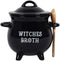 Witches Broth Cauldron Ceramic Bowl with Broom Spoon