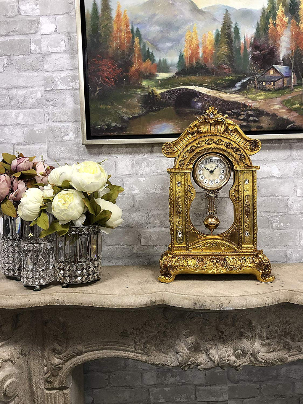 Metallic Rococo Vine Baroque Rococo Vintage Gold Design Floral Vine Garland Analog Quartz T ...