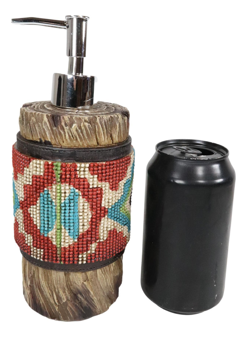 Rustic Western Turquoise Aztec Pattern Faux Wood Liquid Soap Pump Dispenser
