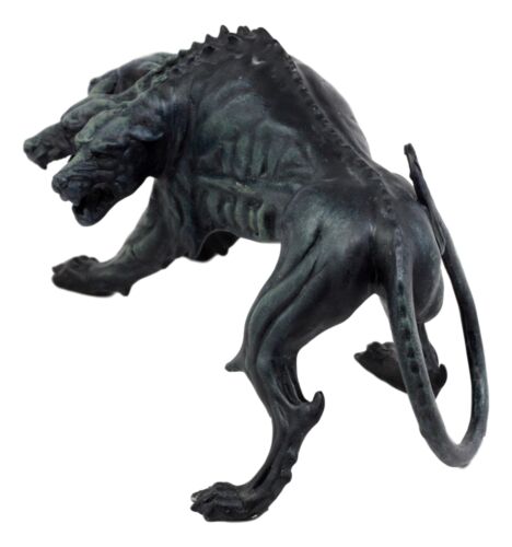 Faux Stone Greek Guardian Hydra Hound Dogs Of Hades Cerberus Statue 7.75"L