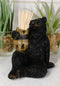 Ebros Woodlands Forest Black Bear Sitting With Wooden Barrel Toothpick Holder Figurine