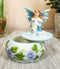 Ebros Blue Lily Flora Fairy Garden Fae Small Round Trinket Jewelry Box Figurine 3.25"H