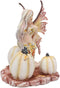 Ebros Amy Brown Autumn Maple Elf Fairy with White Pumpkins Statue 5" Long