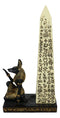 Egyptian Jackal Dog Deity Anubis Kneeling Hieroglyphic Obelisk Incense Burner