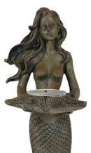 Rustic Rust Bronze Finish Nautical Ocean Mermaid With Shell Candle Wall Sconce