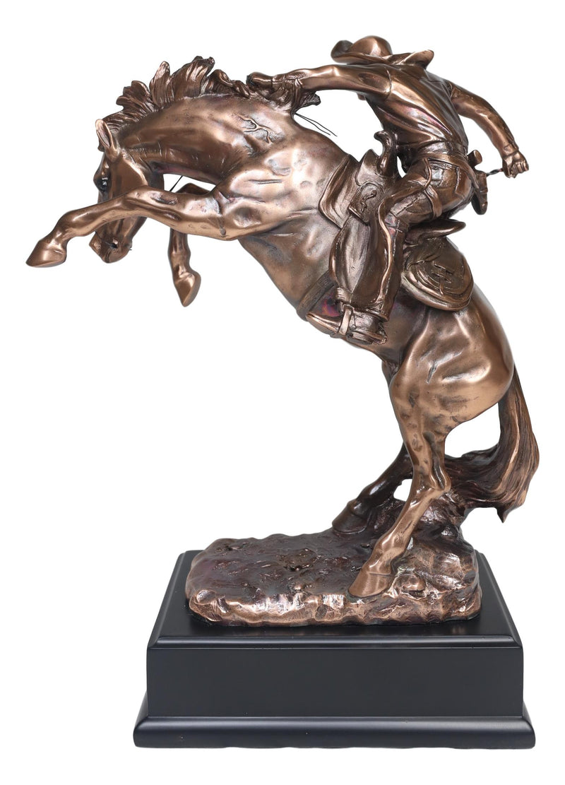 Ebros Rustic Wild West Rodeo Cowboy Training A Rearing Bronco Horse Statue With Base