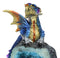 Metallic Blue Iridescent Wyrmling Dragon On Faux Geode Crystal Rock Figurine
