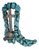 Southwestern Turquoise Rocks Cowboy Boot With Spur And Vintage Cross Wall Decor