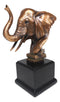 Ebros Safari Auspicious African Elephant W/ Trunk Raised Bronzed Statue W/ Base