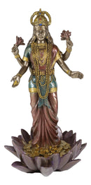 Ebros Hindu Goddess Lakshmi Standing On Lotus Blossom Statue 10"H Deity Of Prosperity