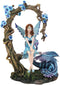 Ebros Amy Brown Fairy On Tree Swing Plank Bench by Pet Dragon Statue 10.75" Tall