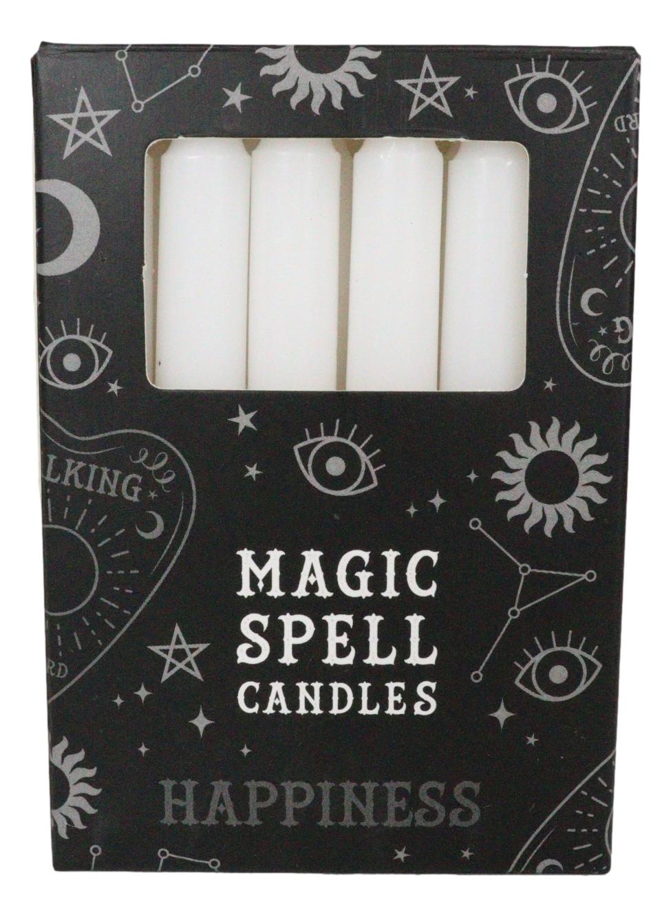 White Happiness Purity Pack of 12 Wicca Occult Witch Ritual Spell Chime Candles