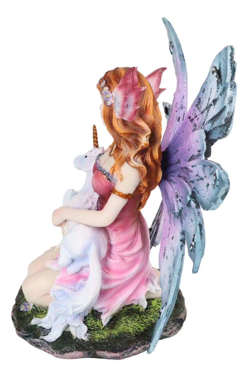 Ebros Enchanted Forest Lavender Fairy With Baby Unicorn Figurine Myths Legends Accent