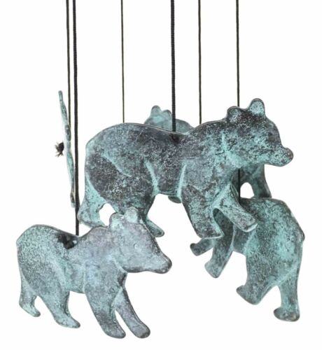Mountain Bear And Bee Hive Abstract Brass Resonant Wind Chime Patio Garden Decor - Ebros Gift