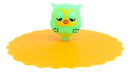 Set Of 4 Yellow Sleepy Owl Reusable Silicone Coffee Tea Cup Cover Lids Air Tight