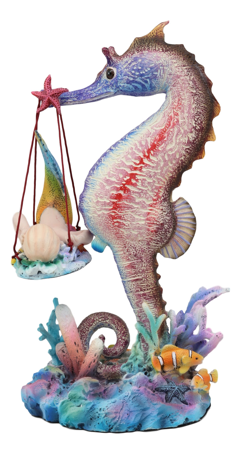 Ebros Sheila Wolk Ocean Mer Birth Baby Merboy Rainbow Seahorse Delivery Statue 9.25" Tall Mythical Fantasy Siren Mermaid Mermaids Merboys Seahorses Nautical Themed Decor Figurine