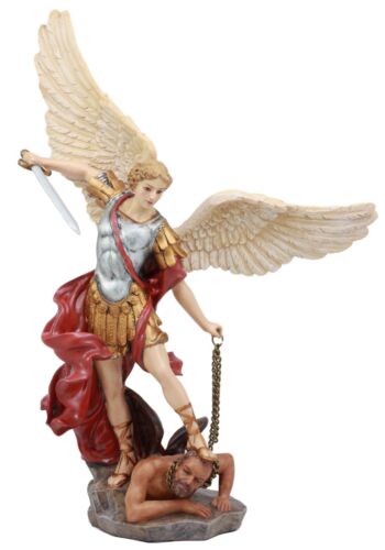 Ebros Large Guido Reni Baroque Art Saint Michael The Archangel Trampling On The Devil Statue Guardian Protector Decor Figurine Patron of Police Soldiers Doctors - Ebros Gift