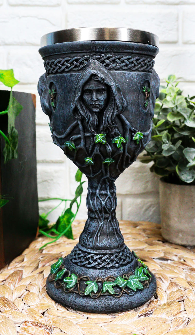 Ebros Gift Triple Goddess Wine Goblet Chalice 10oz Cup Wiccan Ritual Mother Maiden Crone Decor